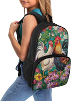 17 Inch Travel Laptop School Backpack for Women Men, Business Work Computer Backpacks Purse Hiking Dayback College Bag with Multi Pockets Large Kids Bookbag, Chicken Rooster Garden