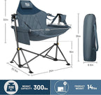 TIMBER RIDGE Hammock Camping Chair with Adjustable Backrest, Heavy Duty Folding Hammock Chair Supports 300lbs, Portable Hammock Chair for Camping, Travelling and Patio, Blue