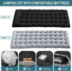 NAIZEA Folding Camping Cot W/Mat for Adults, Adjustable Lounge Chair Outdoor, Heavy Duty Sleeping Cot Bed, Travel Camp Cots for Pool, Beach, Patio Sunbathing