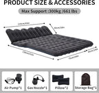 Car Air Mattress, Inflatable SUV Truck Camping Mattress for Back Seat, Thickened Travel Car Bed Sleeping Pad with Air Pump 2 Pillows (SUV-Black, SUV Air Mattress)