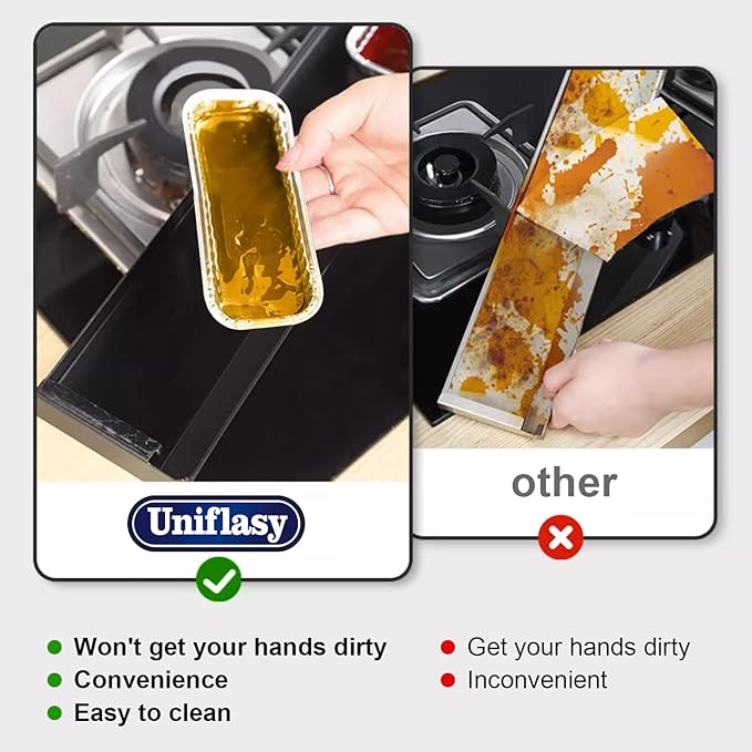 Uniflasy 60 Pack Grill Drip Pans, Aluminum Foil Drip Pan Disposable Grease Catcher Liners Compatible with Weber Genesis & Summit 400/600, SmokeFire EX4/EX6/EPX6, Replacement for Weber 6417 6498
