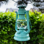 Feuerhand Outdoor Kerosene Fuel Lantern, German Made Weather Resistant Baby Special 276 Galvanized Hurricane Lamp for Camping or Patio, 10 Inches, Pastel Green