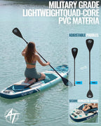 10'6''x33''Inflatable Stand Up Paddle Board, 400lbs Extra Wide Stand Up Paddleboard with Kayak Seat, Anti-Slip EVA Deck Premium SUP Accessories Kit, Non-Slip Stable Deck Boat for Yoga Fishing Surf