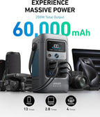 Anker SOLIX C200 DC Power Bank Station and 60W Solar Panel, 192Wh Portable Power Station, LiFePO4 Battery, 200W Solar Generator, For Outdoor, Camping, Traveling, and Emergencies