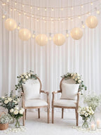 25Ft White Lantern String Lights with 10pcs G40 LED Bulbs,Nylon Hanging Chinese White Lanterns Connectable for Indoor Outdoor,Summer Camping,Wedding,Bedroom,White Wire