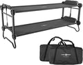 Disc-O-Bed Large Outdoor Convertible 2 Person Bench and Double Camping Cot Portable Bed Bunk System for Adults, Black