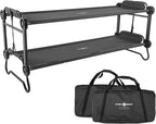 Disc-O-Bed Large Outdoor Convertible 2 Person Bench and Double Camping Cot Portable Bed Bunk System for Adults, Black
