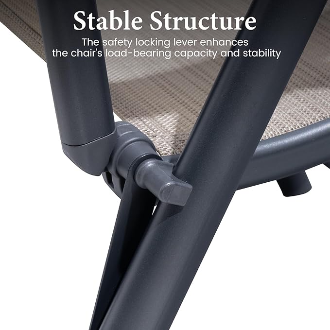 Crestlive Products Folding Patio Chairs Set of 6, Foldable Outdoor Dining Chairs 7-Level Adjustable Portable Recliner Chair for Camping, Lawn, Pool, Backyard, Brown