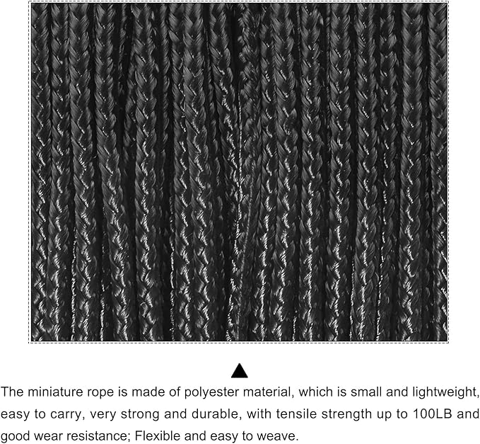 MECCANIXITY 1.18mm x 164 Feet Paracord Micro Cord Rope 100 LB Polyester Braided Cord Spool for Camping Outdoor Jewelry Bracelet, Black