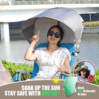 Universal Chair Umbrella Canopy, UPF 50+ Chair Sun Shade Attachment with Adjustable Clamp Fits Most Brands’ Beach, Camping, Lawn, Wheelchair, Tanning, Zero Gravity, Lounge, Fishing Chairs, Patented