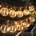 G40 Solar String Lights Outdoor with Remote 40 FT, USB & Solar Dual Charging, Waterproof, 8 Modes 3 Timers, 14+1 LED Shatterproof Bulbs, Dimmable Solar Light for Camping Backyard Bistro Porch Garden