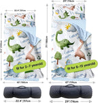 Personalized Toddler Nap Mats for Preschool, Custom Name Kids Sleeping Bag for Daycare, Roll Up Sleeping Mat with Removable Pillow and Soft Dot Minky Blanke for Boys Camping Travel