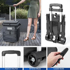 Odoland 48/72 Can Rolling Cooler Bag with Wheels & Handle, Collapsible Insulated Ice Chest for Beach, Camping & Tailgating - Portable Travel Soft Cooler on Wheels, Collapses for Easy Storage