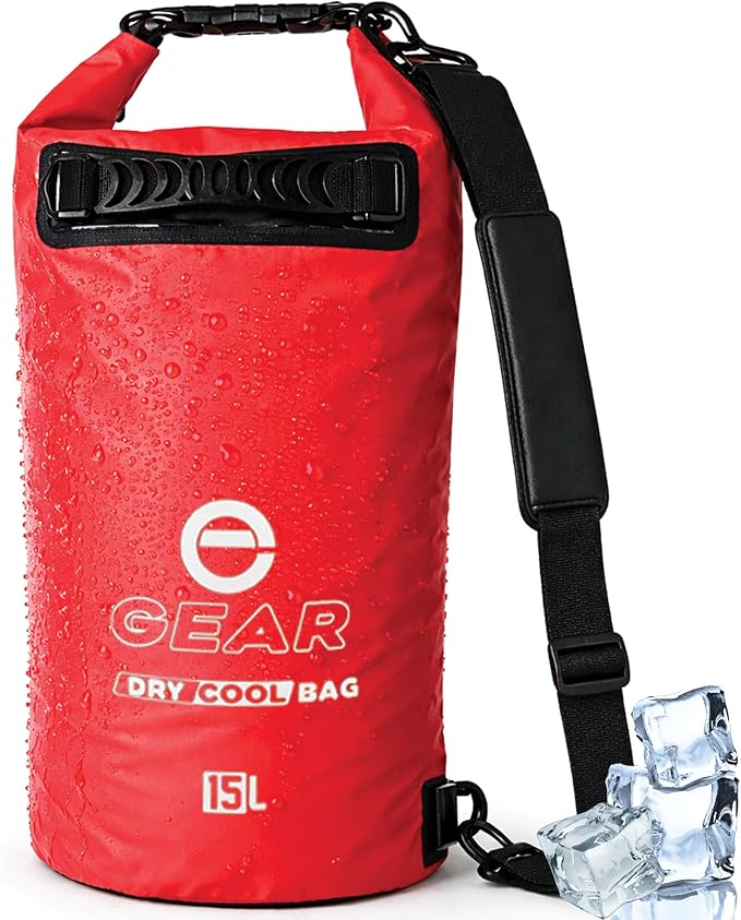 Enthusiast Gear Insulated Dry Bag Floating Cooler – 10L / 15L / 25L Roll Top, Leak Proof, Waterproof, Collapsible, with Padded Shoulder Strap - Perfect for Kayaking Fishing Beach