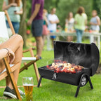 Portable Grill Charcoal for Outdoor, Leonyo Small BBQ Charcoal Grill for Tabletop, Thermometers & Chimney, 119 Sq.in Cooking Surface for Barbecue, RV Travel, Camping, Beach