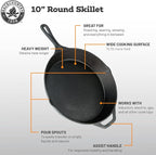 10-1/4 Inch Round Medium Pre-Seasoned Cast Iron Skillet
