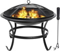 22 Inches Portable Fire Pit Outdoor Wood Burning Steel Lightweight BBQ Grill Firepit Bowl with Log Grate&Poker for Outside Patio Campfire Bonfire Backyard