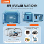VEVOR Inflatable Paint Booth, 21 x 13.5 x 9.8 ft Inflatable Spray Booth, with 1100W Powerful Blower and Air Filter System, Large Furniture Painting, Portable Car Paint Booth for Medium-Sized Vehicles