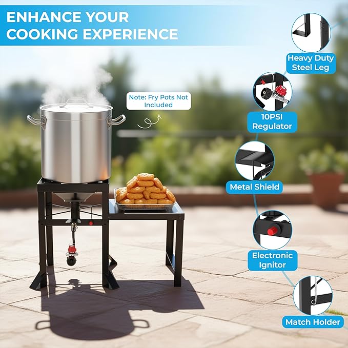 Propane Gas Burners – Single & Double Burner Outdoor Stoves for Camping & BBQ (130,000BTU Dual Jet Burner)