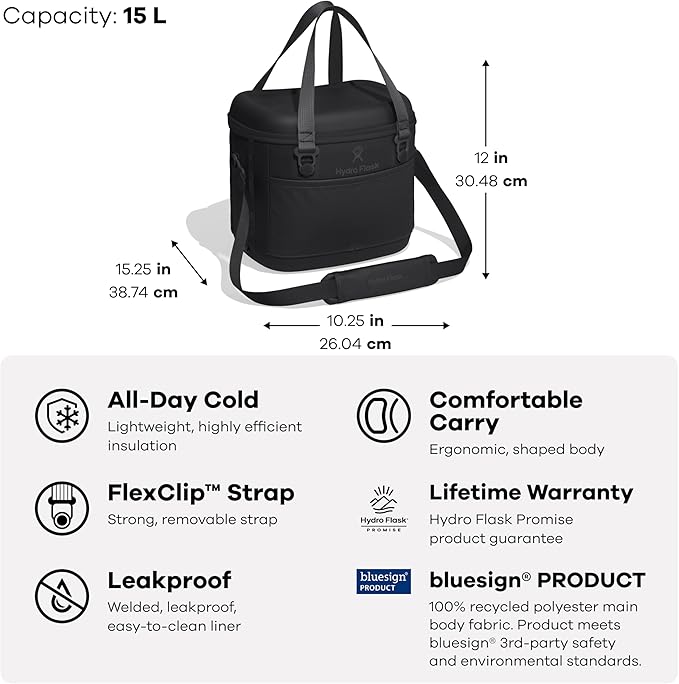 Hydro Flask Carryout Cooler - Insulated Portable Soft Cooler - 15 L Capacity in Capri Blue