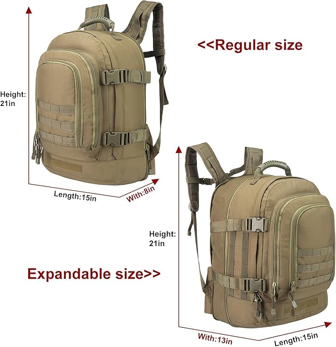 Large Tactical Expandable Backpack 39L-64L Military Bug Out Bag With Waist Strap