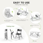 6FT Folding Table Set with 8 Folding Chairs, Heavy Duty 330 lbs Table & 330 lbs Chairs, Portable Folding Furniture Bundle for Camping, Party, Indoor & Outdoor Use
