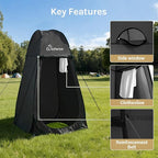 Wolfwise Pop Up Shower Tent, Portable Instant Changing Tent with Ventilation Window & Carry Bag, Privacy Bathroom Toilet for Beach, Camping & Outdoor, Width 40 ", Height 75 ", Black