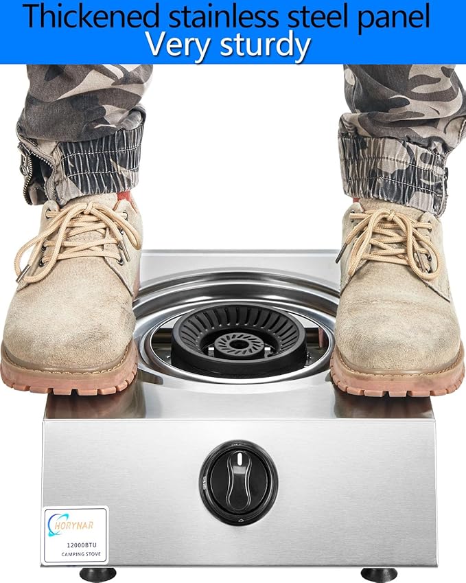 Propane Stove Single Burner Propane Stove 1 Burner 12,000 BTU Auto Ignition Gas Stove with CSA Hose for Outdoor Cooking,Emergency