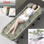 Folding Bed with Thick Cotton Mattress, 6-Position Adjustable with Side Pocket Single Person Portable Cot Chair for Bedroom Living Room Office, Outdoor Foldable Camping Cot(190 * 65 * 33cm)