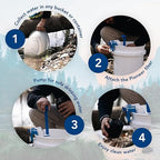 Outdoor Water Filtration System. Bucket Pump Purifier Produces Clean Water for Backpacking, Survival, Hiking - Emergency Filter