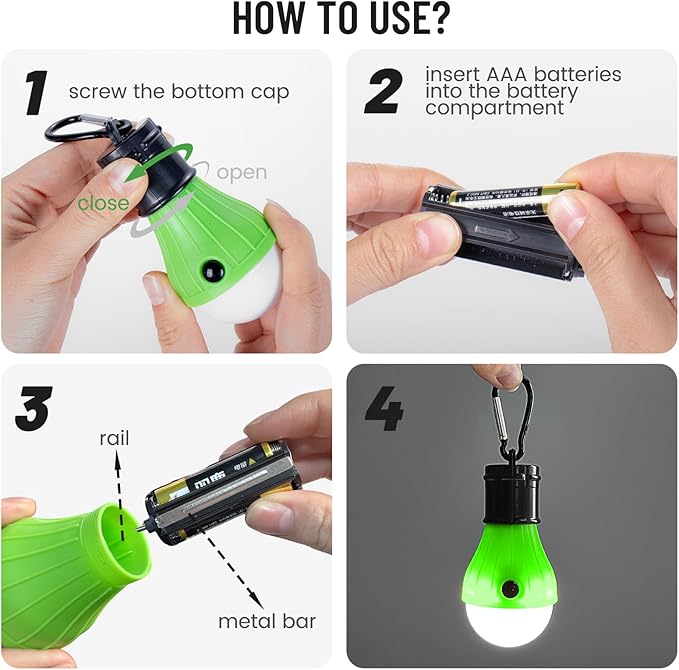 4PCS LED Camping Lantern Set - Portable Tent Lights with Clip Hooks, Camping Lamp, LED Camping Lantern Set, Multi-Color Emergency Camping Lamp for Hiking Backpacking, Party (4PCS)