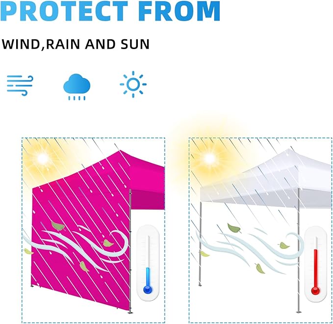 Joramoy Canopy Tent Sidewalls for 10×10 Pop Up Canopy, Instant Canopy SunWall with Waterproof and UV Protection Layer, Straight Leg Canopy Shade Wall, 1 Pack Sidewall Only(Pink), WB1010-Pink