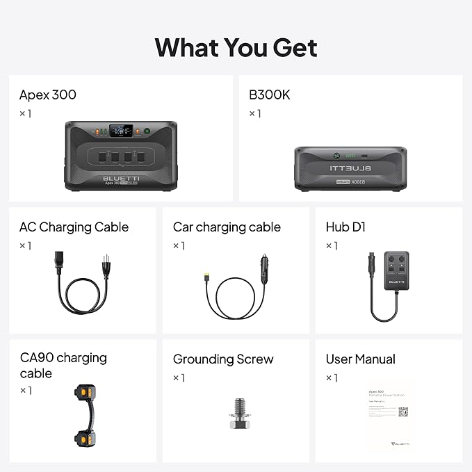 BLUETTI Apex 300 Solar Generator & B300K (2025 New) with Hub D1, 2764.8Wh LFP Battery Backup Power Station with 6 3840W AC Outlets, RV-Optimized DC Ports (50A Anderson), Ideal for Camping and RV Life