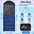 Sportneer 0 Degree Sleeping Bag, Crystal Velvet Fabric Lining XXL Winter Cold Weather Sleeping Bag, Big and Tall Zero Degree Camping, Detachable Hood Compression Sack