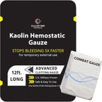 First Aid Advanced Quick Clot Combat Gauze - Flexible Hemostatic Gauze - to Stop The Bleed kit Faster Wound Packing with Quick Clotting Medical Gauze - Survival Kit Supplies - 3" x 12.5'