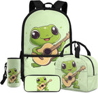 Frog Backpack Set for School with Lunch Box and Water Bottle Bag Kids Travel Backpack Boys Kindergarten Elementary Middle Lightweight Camping Travel Mochilas Escolares Para Niños