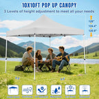 Yesker 10x10 Pop Up Canopy Tent with 4 Sidewalls Portable Folding Outdoor Canopy Easy Setup Gazebo Waterproof Instant Popup Shelter Tent w Wheel Carry Bag sandbags for Events Parties Camping, White