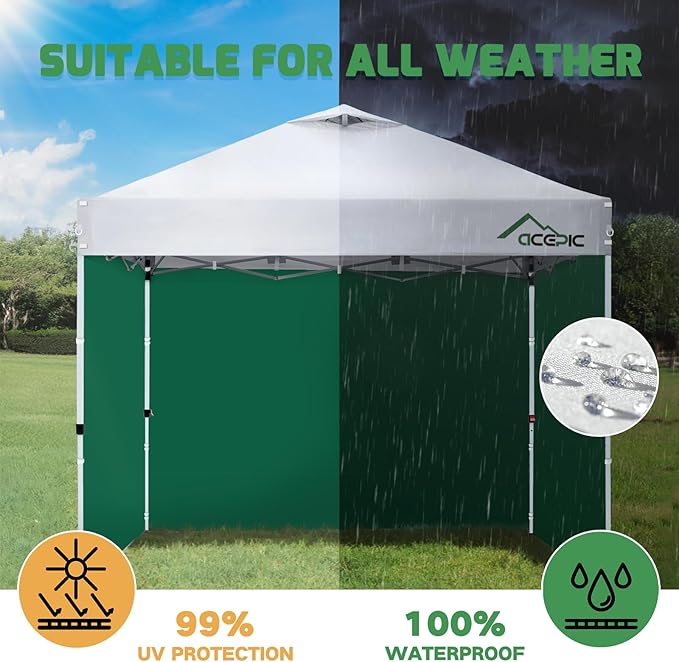 Sidewalls for 10x10 Pop Up Canopy, 210D Polyester Waterproof Canopy Sidewalls with UV Protection, Sunwall Only (Green, 10 * 10ft 3PCS)