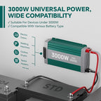 3000W Pure Sine Wave Inverter with ATS Mode, 12V DC to AC 120V Converter for Off-Grid System, RV, Truck, Camping, Peak 6000W