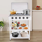 Gas Stove Outdoor Camping Stove, Portable 5-Burner Propane Stove Stand, Freestanding Rectangular Gas Cooktop, Cooking Stove for Rv Apartment Outdoor