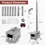 H&ZT Large Hot Tent Stove, Upgraded Wood Burning Stove with 9 Chimney Pipes, Portable Camping Heater for Cooking, Hunting & Winter Warmth
