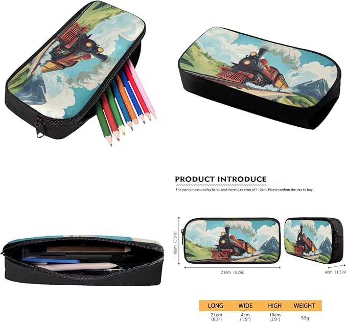 Train Backpack and Lunchbox Backpack for School Boys Lightweight Trendy Bookbag and Lunch Box Set for Boys 4pcs School Bags for Boys 10-12 Hiking Daypack Outdoor Travel