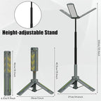 Rechargeable Camping Lights with Stand - Telescopic Cordless Work Lights with 3 LED Lamp Heads, Dimmable Emergency Tripod Flashlight, Portable Outdoor Lantern for Garage Power Outages Fishing