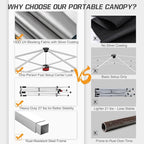 EAGLE PEAK 10x10 Slant Leg Pop-up Canopy Tent Easy One Person Setup Instant Outdoor Beach Canopy Folding Portable Sports Shelter 10x10 Base 8x8 Top (American Flag)