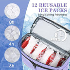 Backpack Cooler with Double Decker & 12 Ice Packs- Keeps 36 Cans Cold for Up to 24 Hours- Waterproof & Leak Proof Insulated Cooler Backpack- Stylish Cooler Bookbag for Women Travel Work Beach