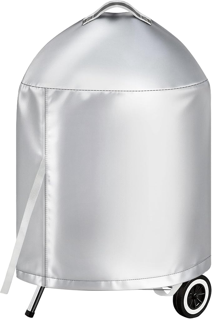 iCOVER Grill Cover for Weber 22 Inch Charcoal Kettle- Heavy Duty Waterproof BBQ Cover for Weber Char-Broil 22 Inch Charcoal Kettle Grills, Silver
