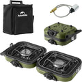 Naturehike 2 Burner Folding Camping Stove, Portable Propane Gas Stove with Carry Bag, 16000 BTU High-Performance Camp Stove with ETL Certification, Adjustable Burners & Piezo Ignition
