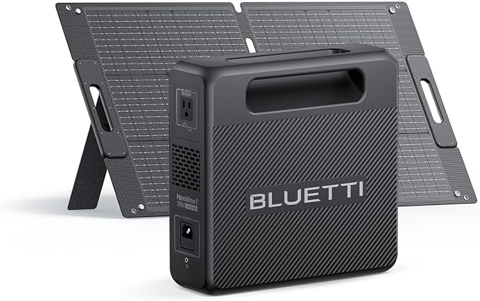 BLUETTI Handsfree 1 Solar Generator with 100W Solar Panel (Ships Separately), 268.8Wh 300W LiFePO4 Battery, 5 Output Ports, Portable Power Station for Camping, Drones (Backpack Not Included)
