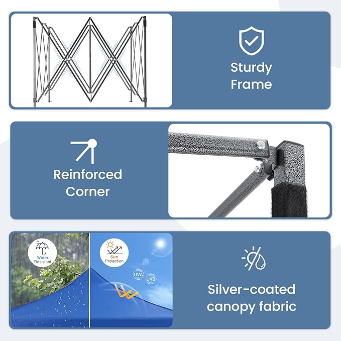 NEWBULIG Pop Up Canopy 9.5x9.5 FT Easy Up Tents for Camping Parties Events Beach Backyard Portable Outdoor Shelter Heavy Duty Instant Sun Shade with Sand Bags