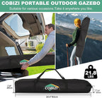 COBIZI 10x10 FT Pop up Gazebo, Popup Canopy Tent, Screened in Gazebos with sidewalls, Waterproof Portable Outdoor Small Screen Tents Sun Shelter,carpas para Patio for Camping,Garden,Backyard,Khaki